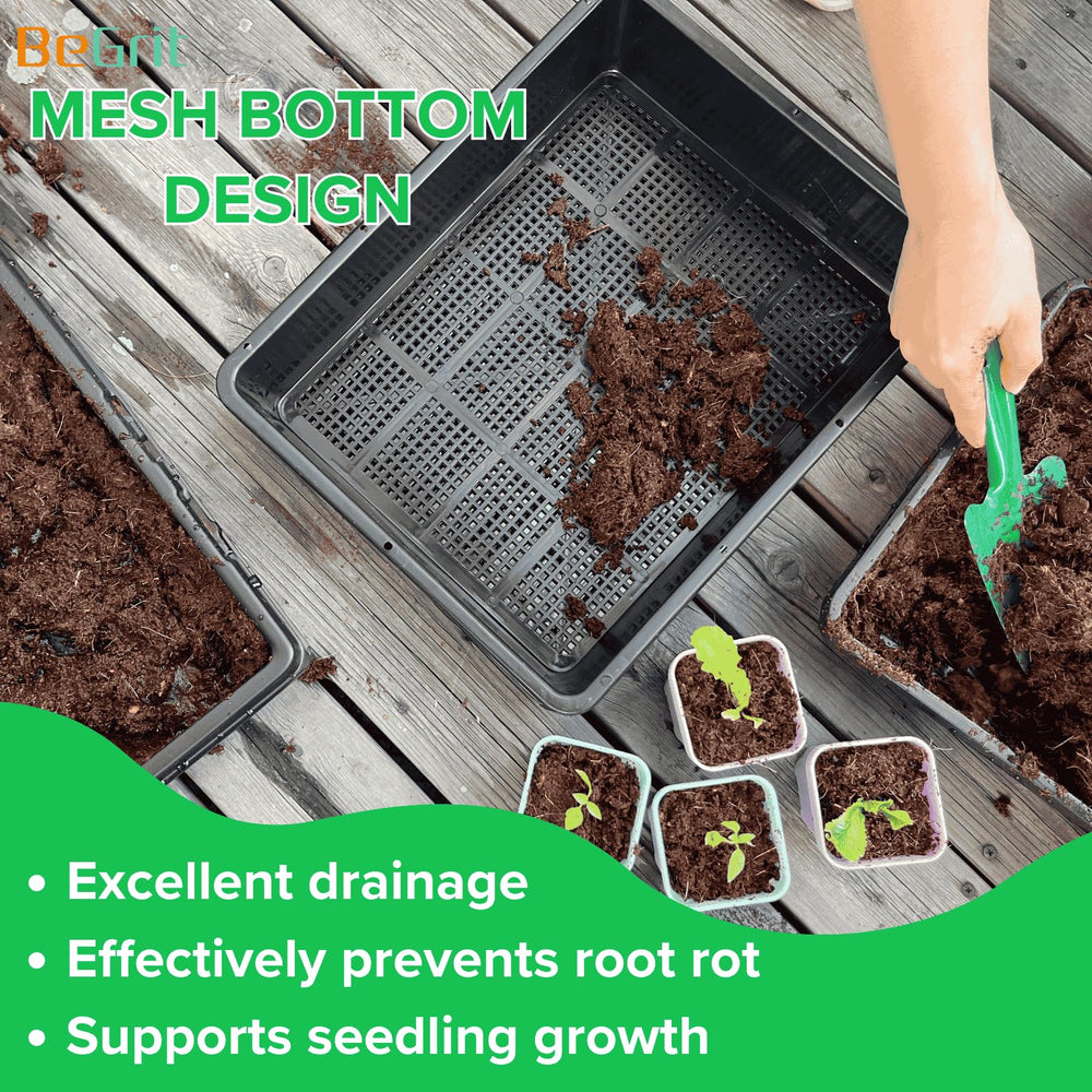 BeGrit stacked trays for compact storage saving space and keeping multiples ready for reuse