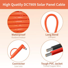Behaunty cable stretched beside tape measure showing 50ft length, long-range power delivery