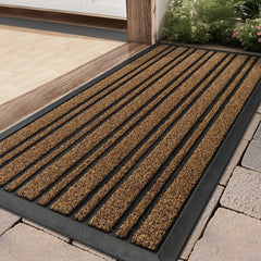 BEHERO front view of door mat showing durable welcome design and protective benefit