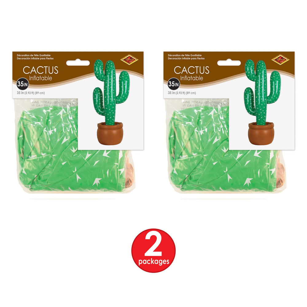 Beistle cacti deflated and folded for compact storage and convenient transport