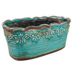 Beitewei front view blue rectangular planter showing glossy finish and elegant lines
