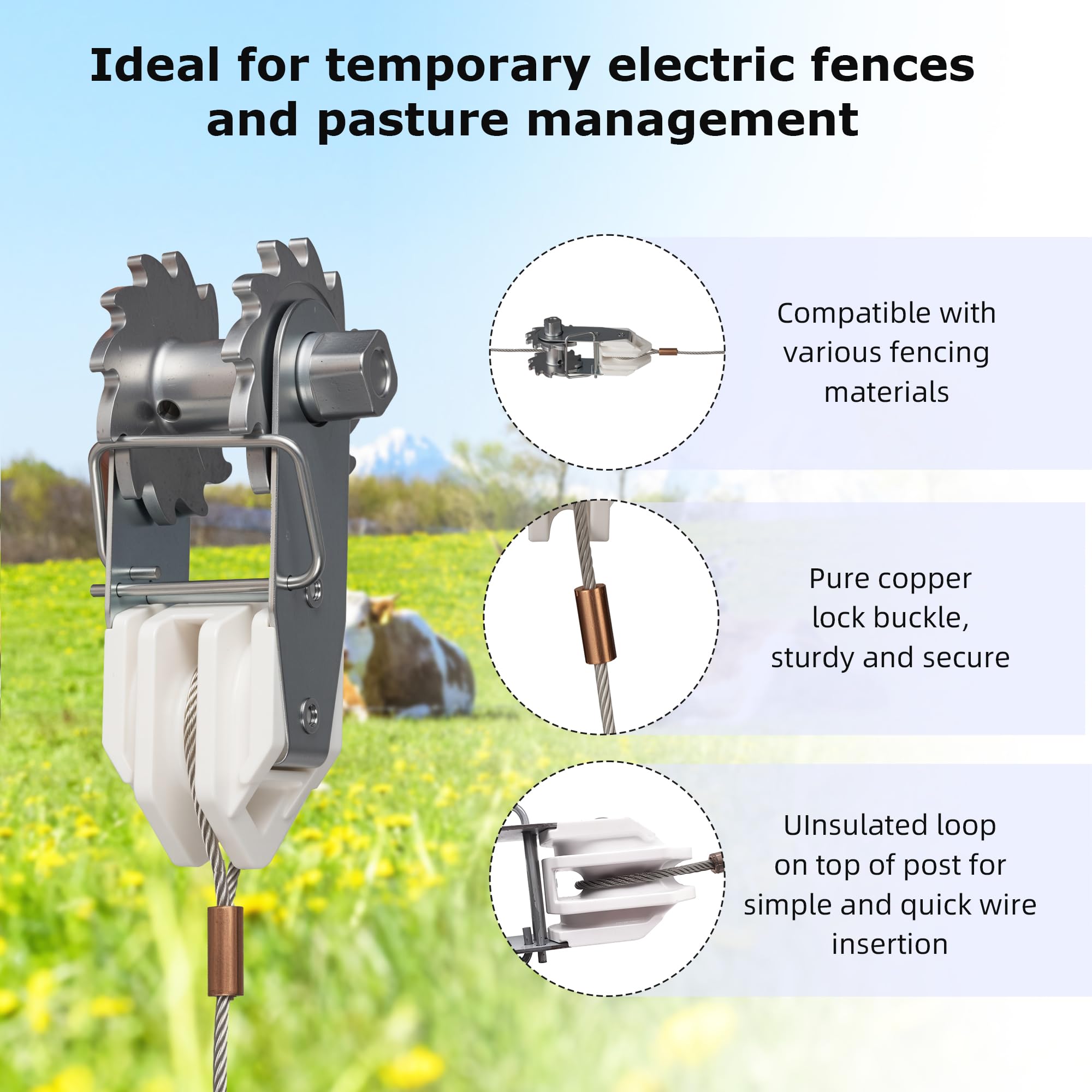 BEIYI strainer slid onto a wood post showing quick installation advantage