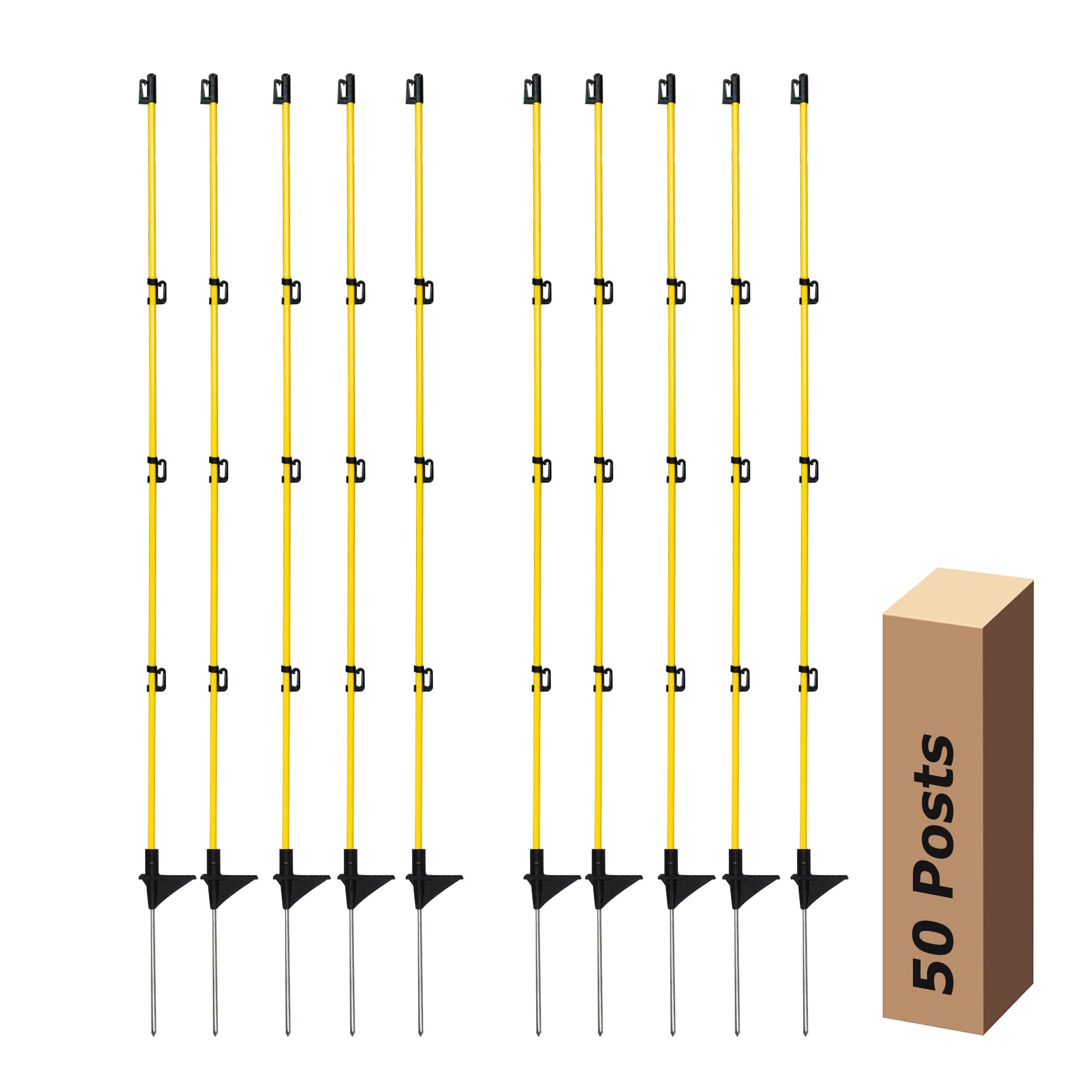 BEIYI front view of 50-pack posts showing quantity and portability benefit
