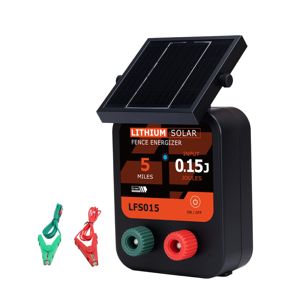 BEIYI front view of solar energizer showing controls and indicators, durable and clear
