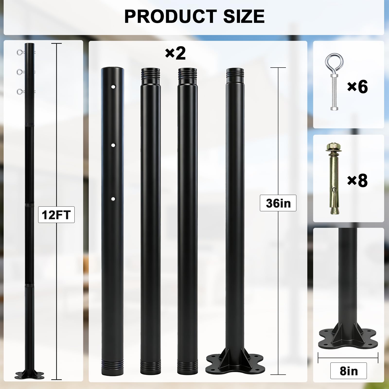 Beizelte included expansion bolts and hardware enabling easy installation