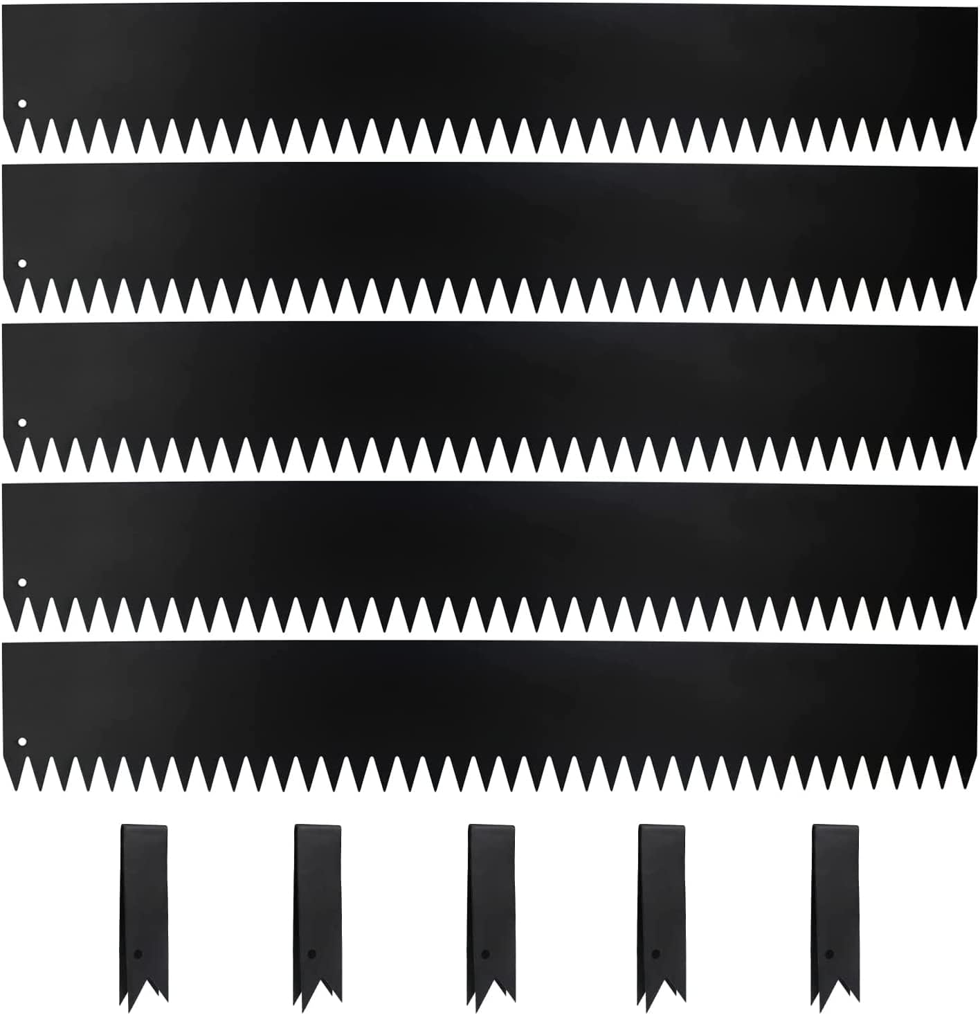 Belinova front view of five 40 inch steel strips showing pack length and finish benefits