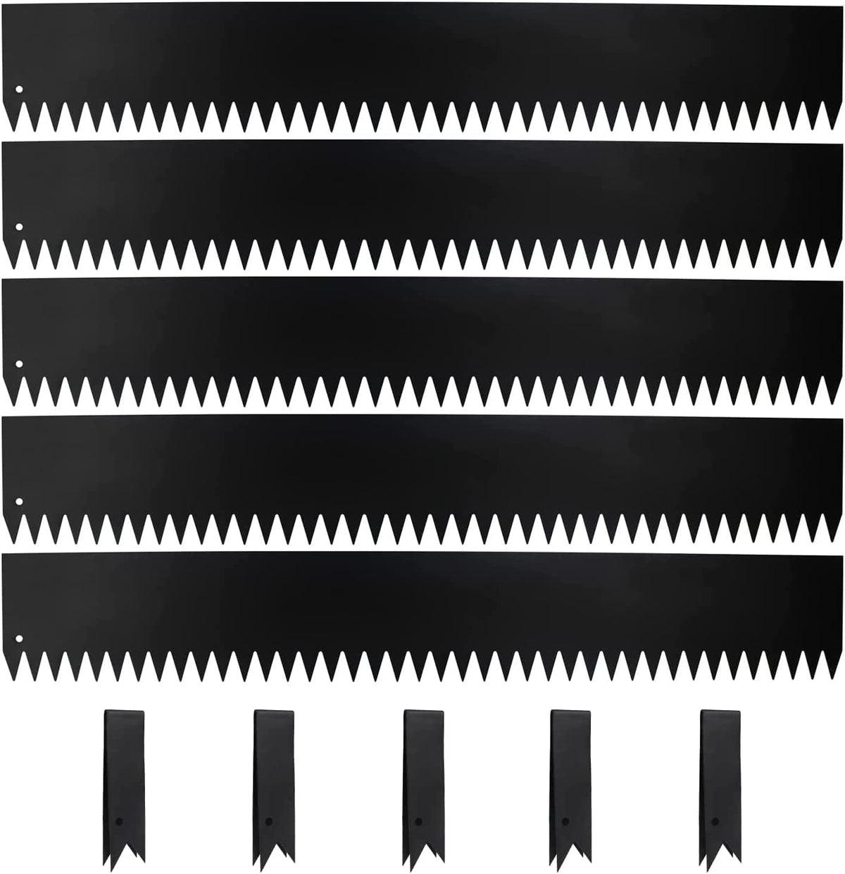 Belinova front view of five 40 inch steel strips showing pack length and finish benefits