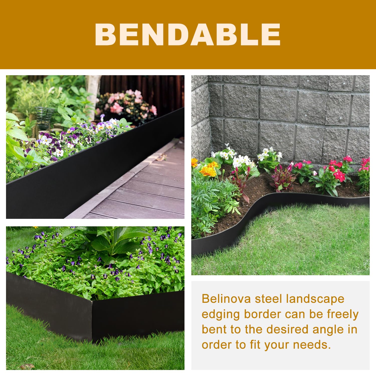 Belinova backyard scene with edged beds highlighting professional curb appeal benefit