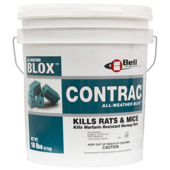 Bell Laboratories Contrac Blox 18 lb pail front view showing label and secure lid for easy storage