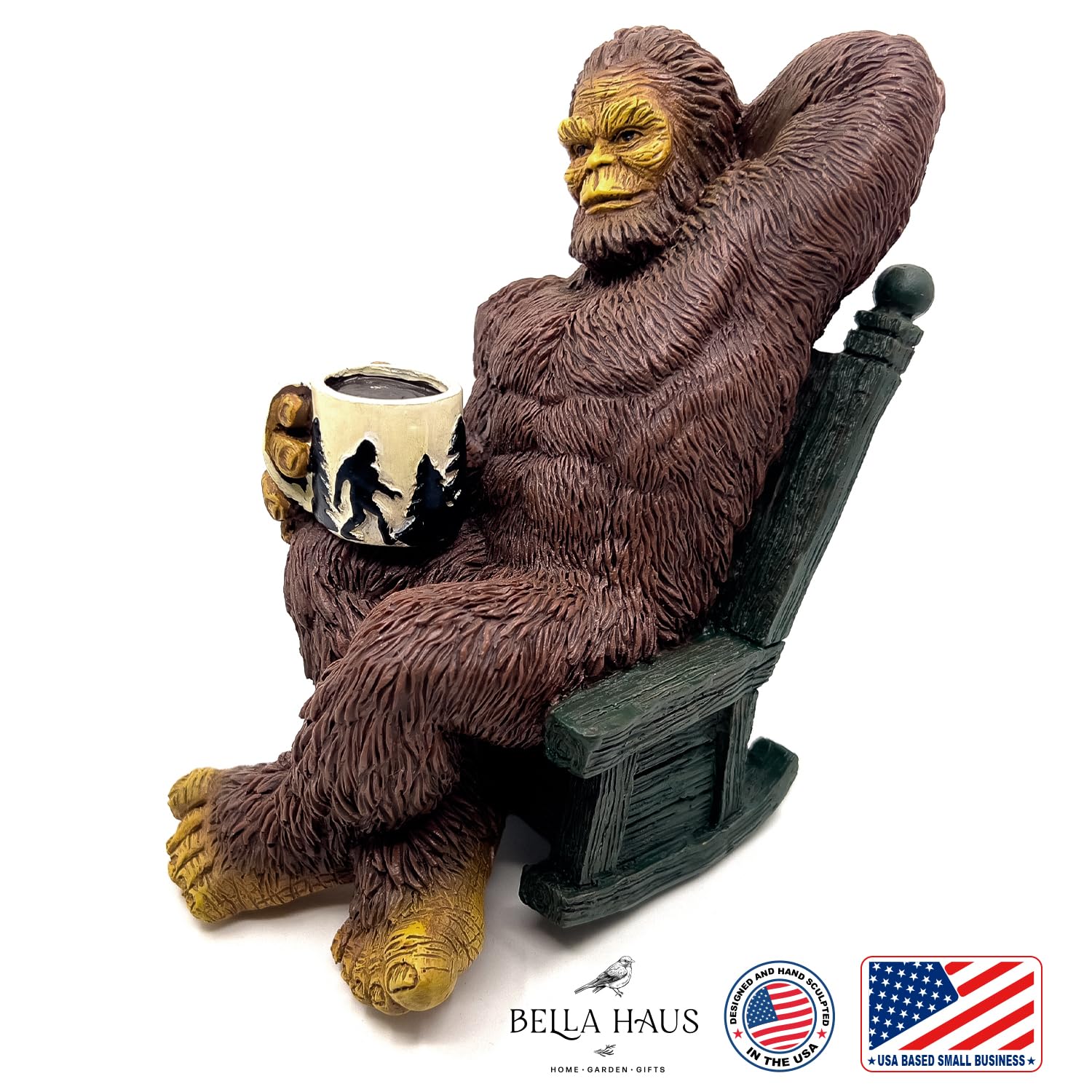 Bella Haus Bigfoot label and hand-painting close-up showing artisan finish