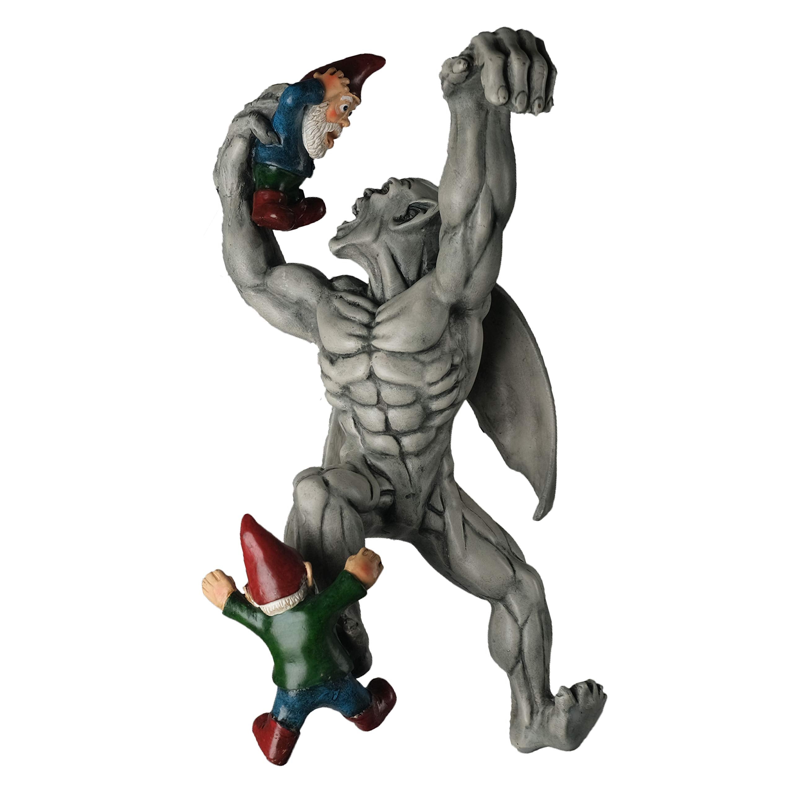 BELLA HAUS DESIGN front view of gargoyle gnome fence hanger showing gothic presence