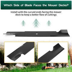 Belleone three-pack stacked blades ready to replace all deck blades quickly
