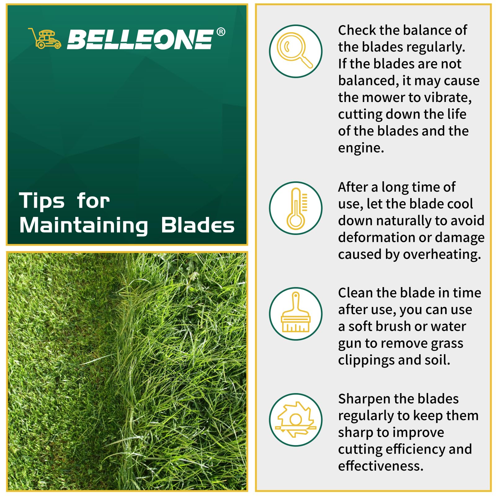 Belleone blade installed on a 54-inch Toro deck demonstrating correct fit
