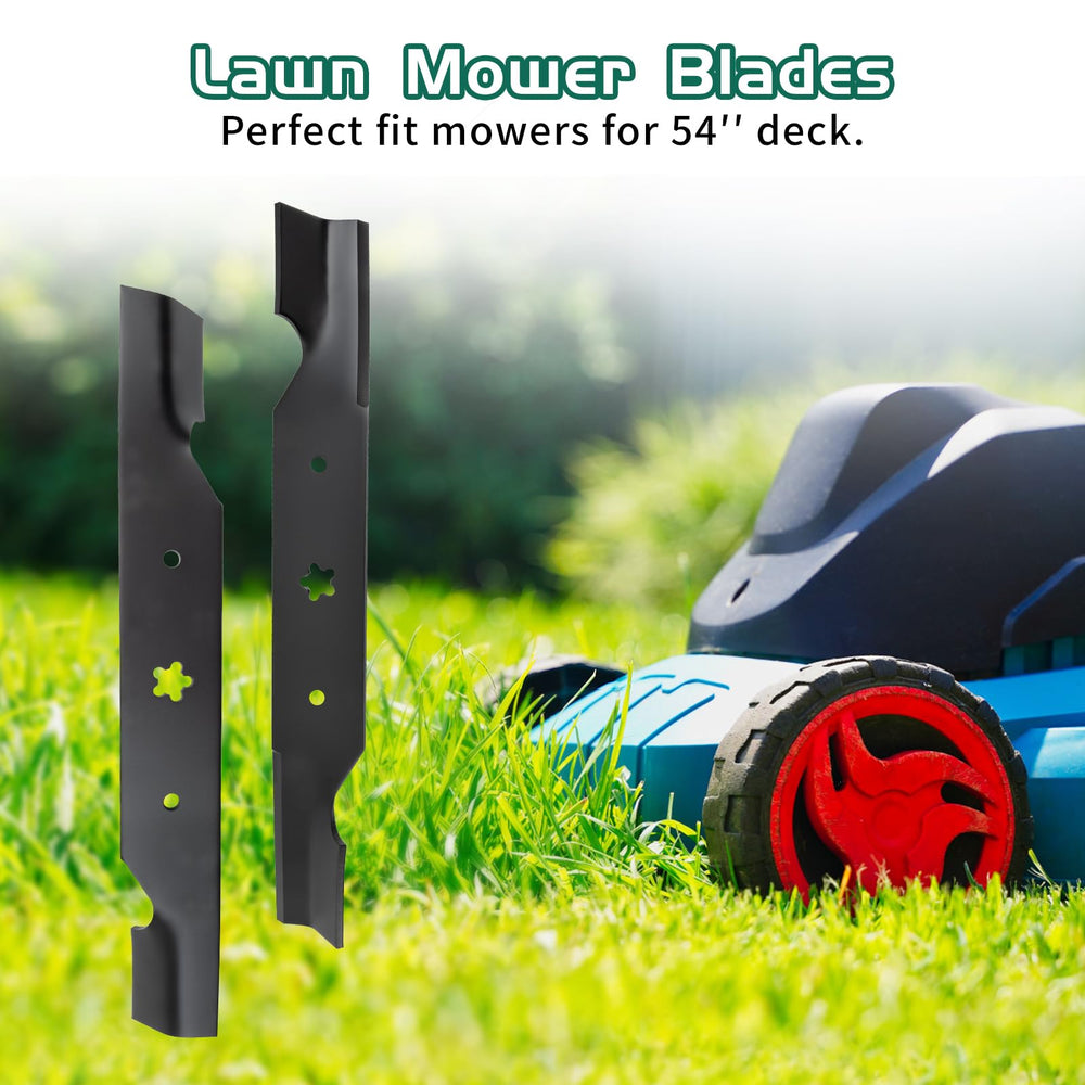 Belleone mower cutting grass with installed blades for uniform finish
