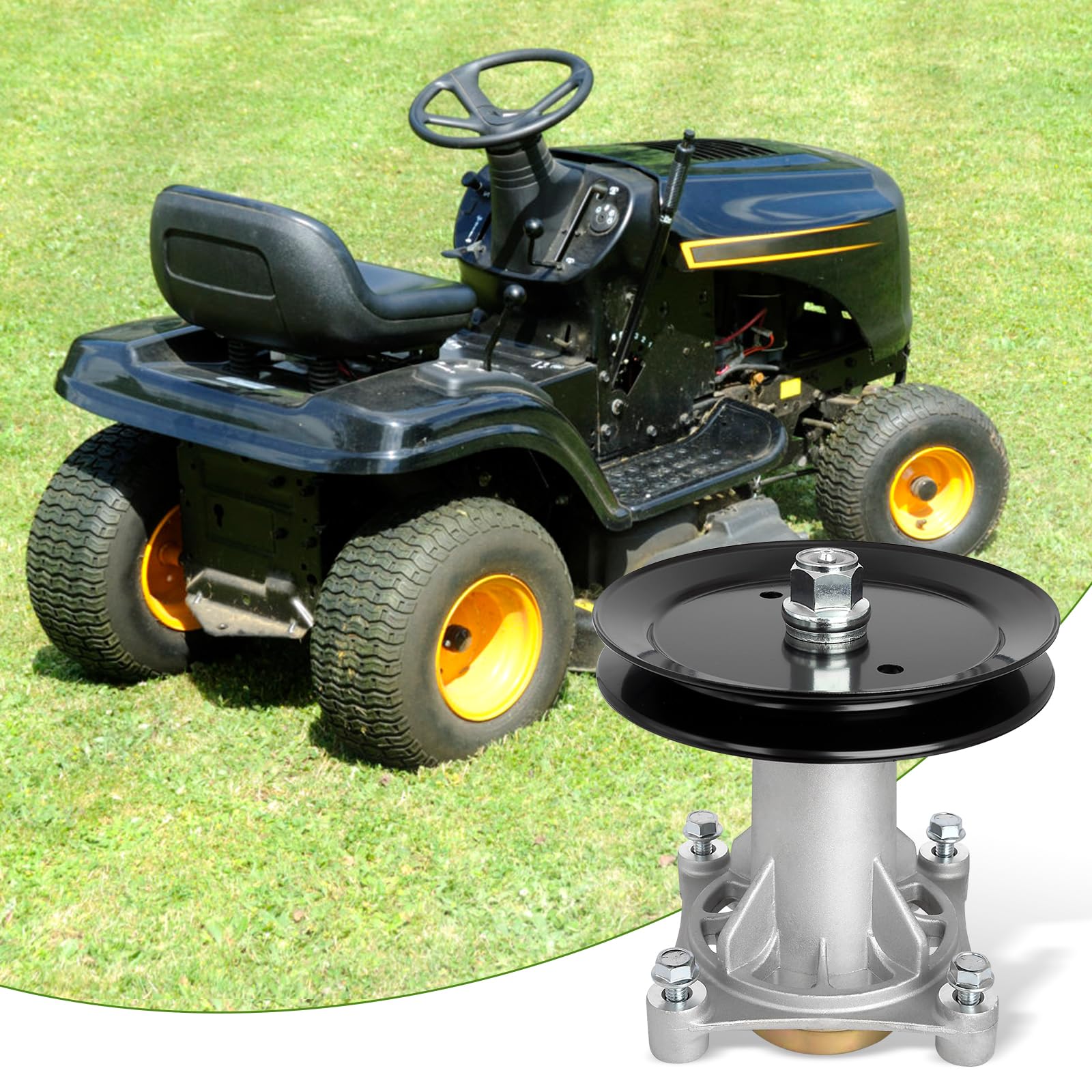 Belleone mechanic servicing mower in garage showing fast swap and restored cutting performance