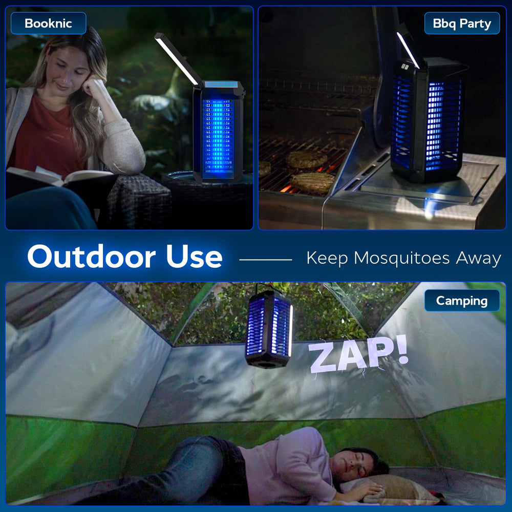 Bell+Howell Rogue in use on patio at night, creates bug-free outdoor gathering