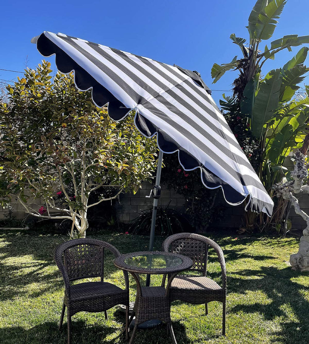 BELLRINO canopy mounted on patio umbrella illustrating improved shade coverage