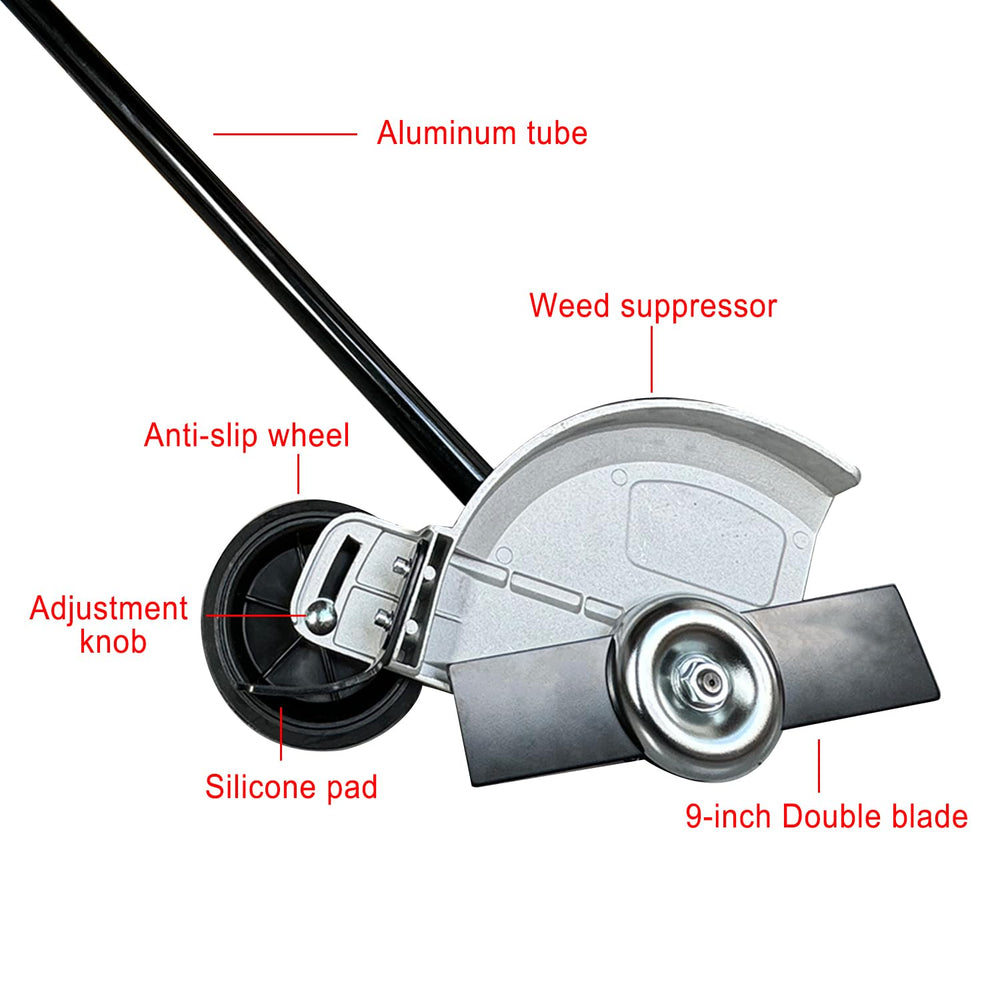 Bellstafairy edger head beside ruler showing size for installation planning