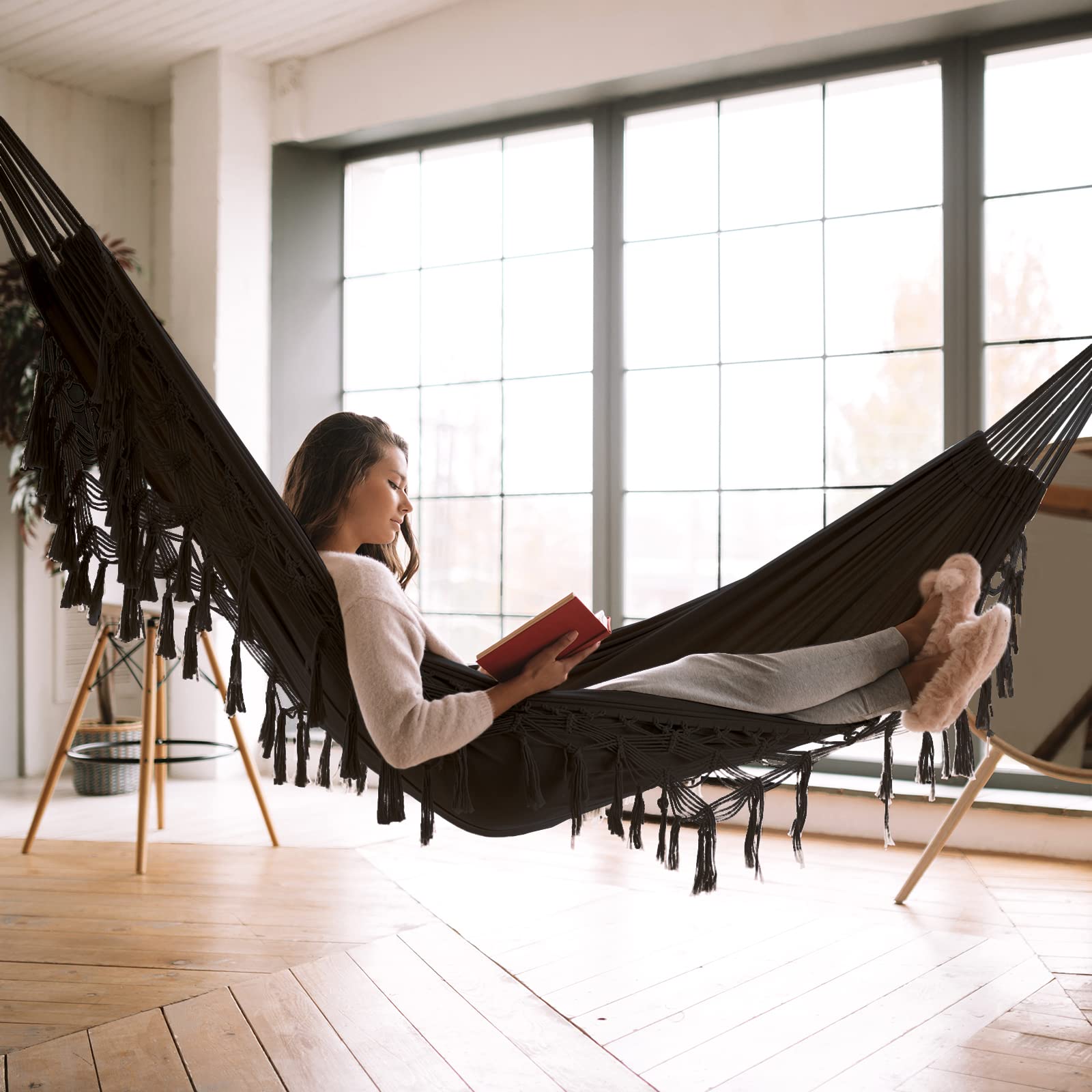 Bellzacasa hammock in use at campsite illustrating comfort and portability outdoors