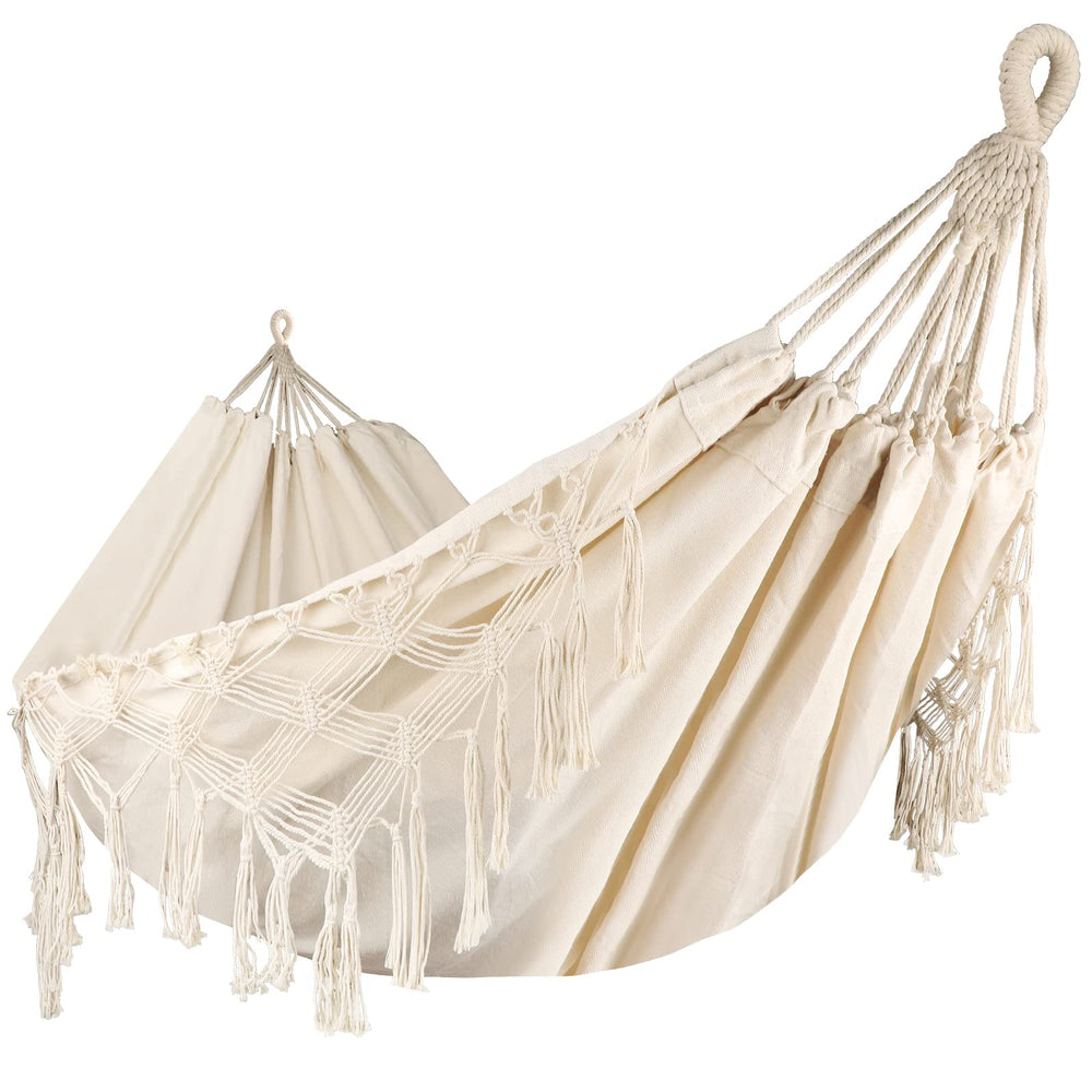 Bellzacasa size scale with two people lying in hammock showing generous double capacity