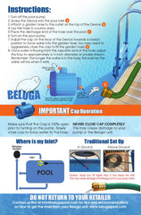 Beluga Pool Solutions 1652 attached to hose laid in sun demonstrating passive solar heating benefit