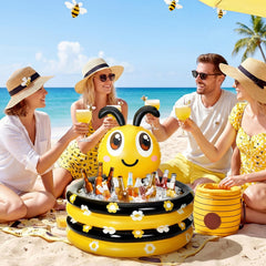 Bencailor bee cooler top view filled with ice and mixed drinks