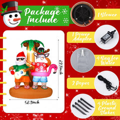 Bencailor closeup of Hula Santa face and outfit, highlights cheerful design and durable fabric
