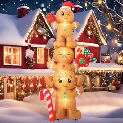 Bencailor front view gingerbread man inflatable showing bright festive look and curb appeal