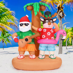 Bencailor front view inflatable showing full Santa and reindeer, draws attention to yard decor