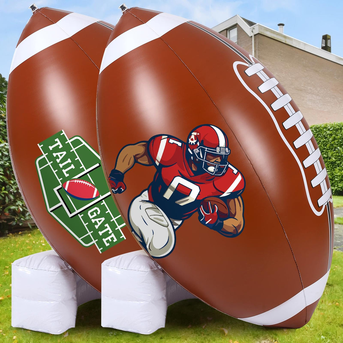 Bencailor front view of oversized football showing strong visual impact