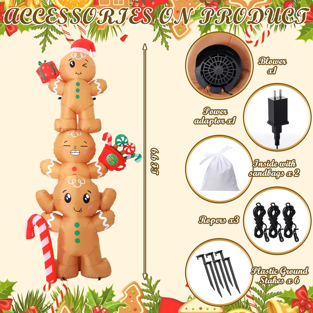 Bencailor gingerbread man lit by built-in LEDs showing nighttime visibility and festive glow