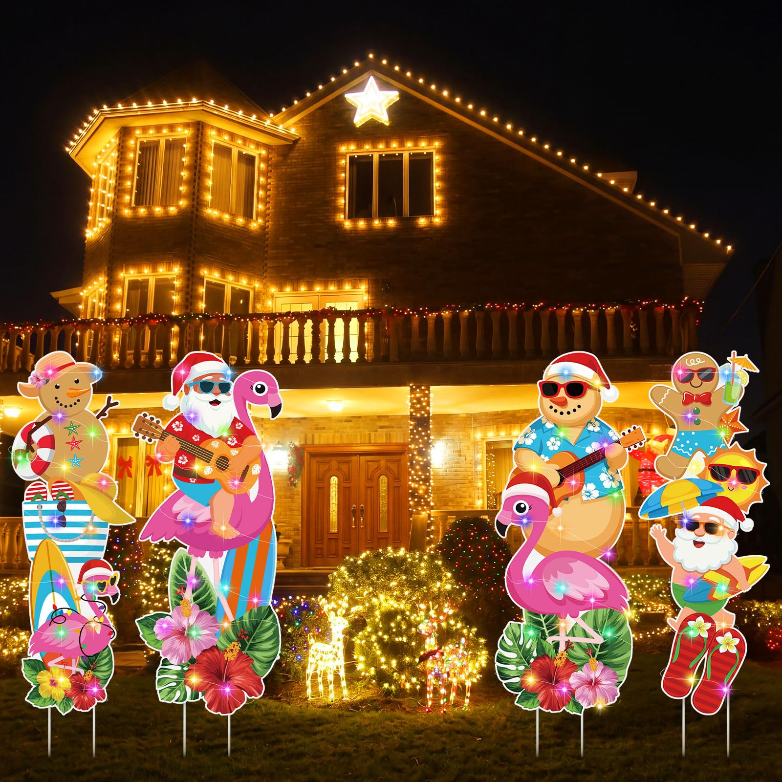 Bencailor LED string lights glowing warm on a sign, creates inviting evening ambiance