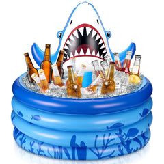 Bencailor shark cooler front view showing playful design and party appeal