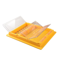 Benefitbee front view of top feeder showing compartments and lid for convenient feeding