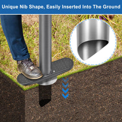 BeneLabel foot pedal detail showing leverage for easier insertion into tough soil