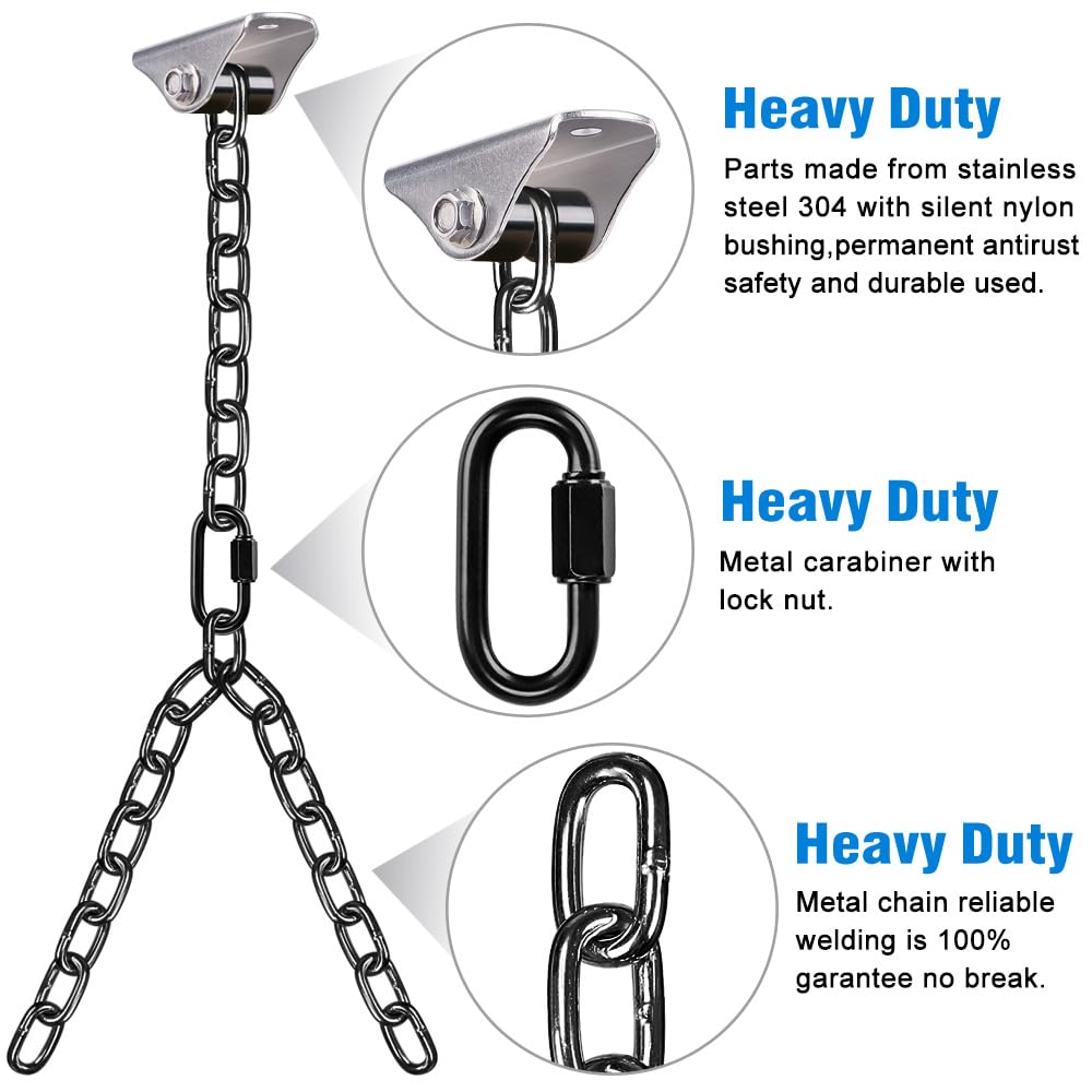 BeneLabel chain beside a chair for scale demonstrating heavy-duty 1000 lb capacity