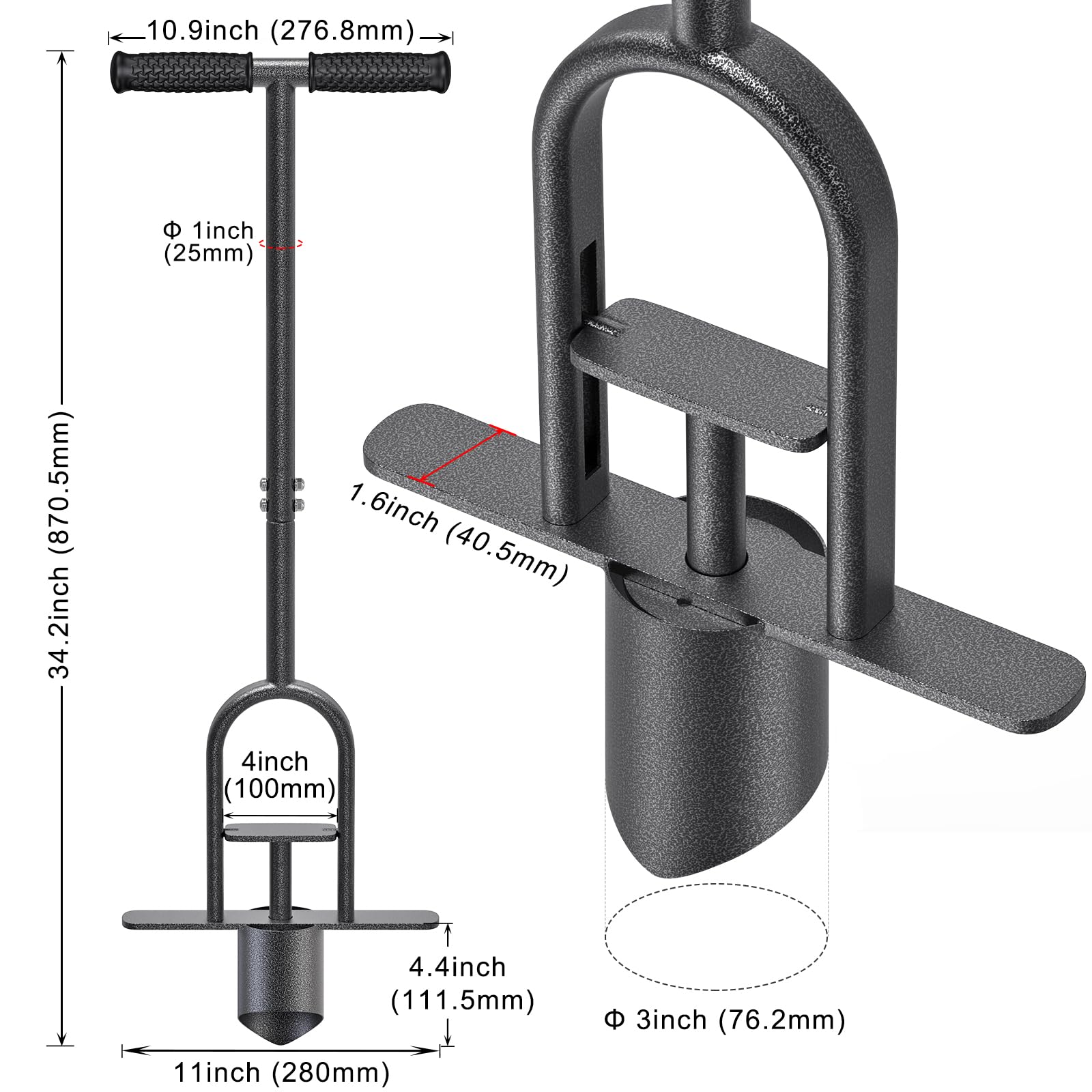 BeneLabel beside a ruler to show handle length and ergonomic scale benefits