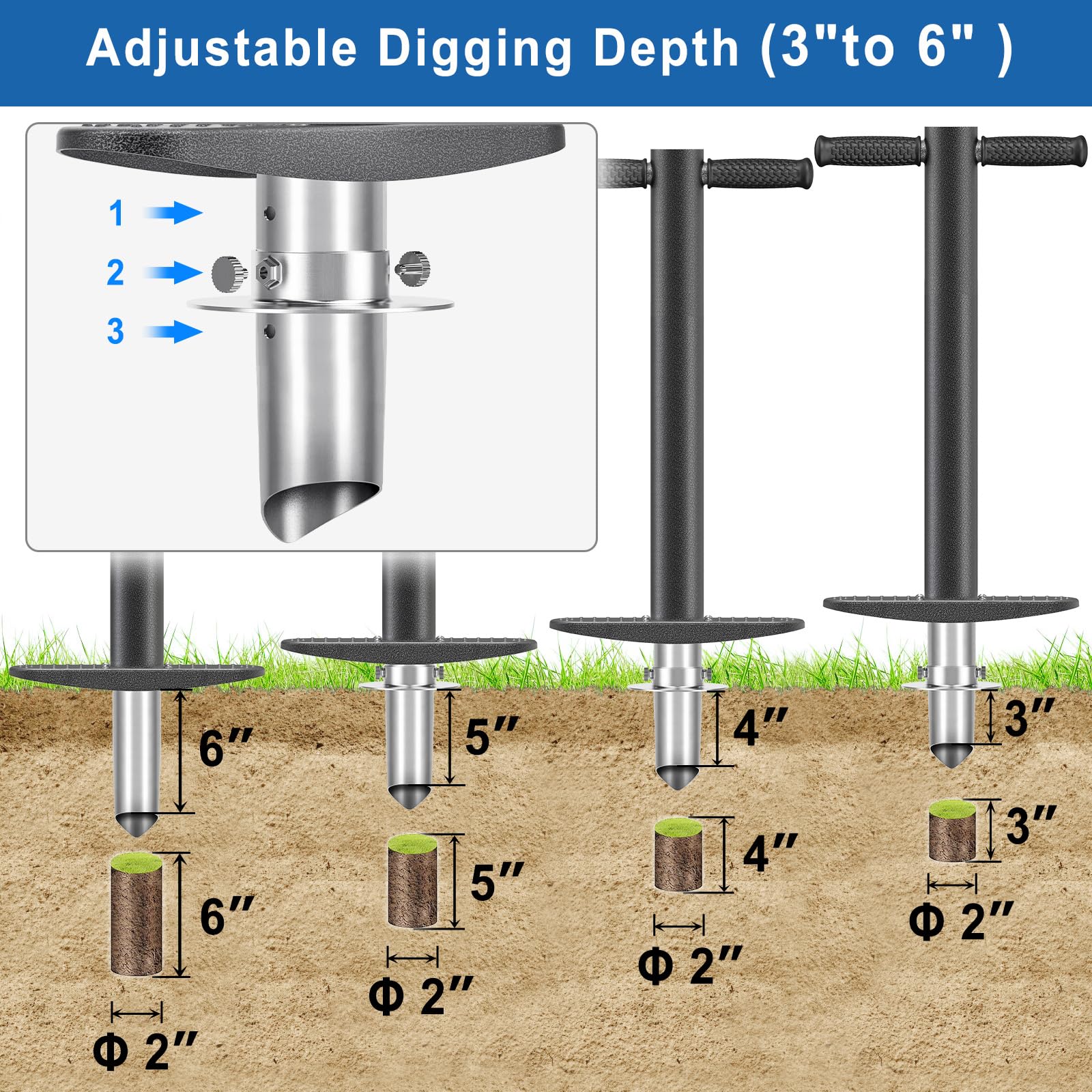 BeneLabel stainless tip closeup demonstrating rust-resistant durable digging