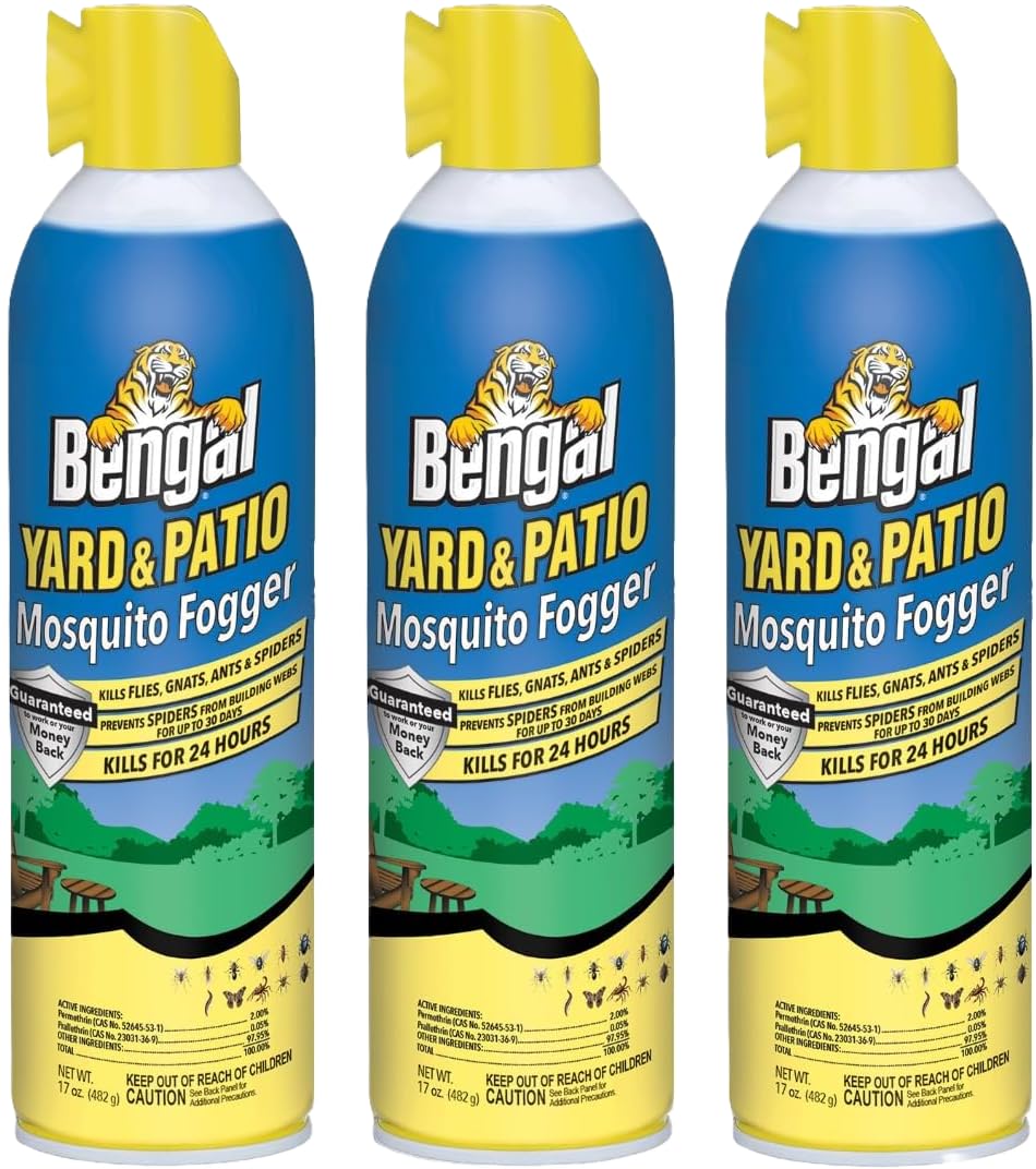 Bengal fogger front can showing label and fast knockdown for outdoor insects