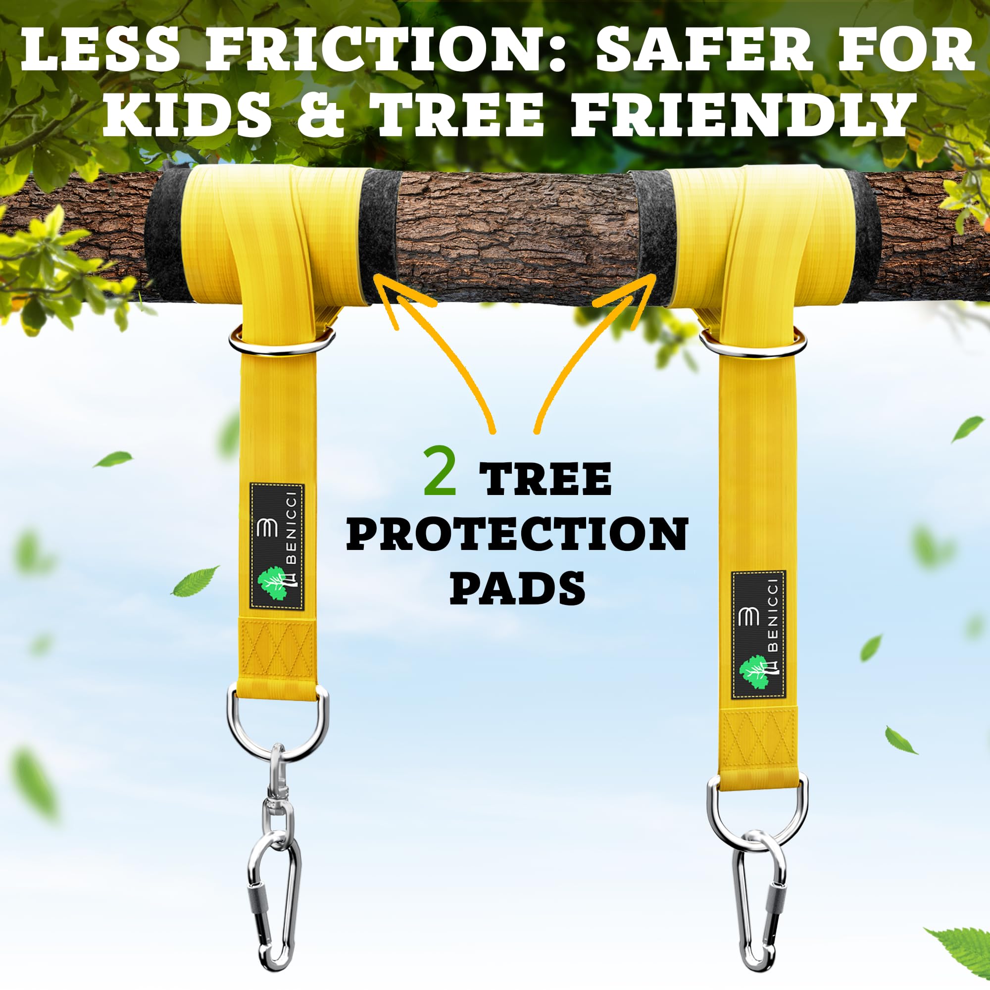 Benicci tree protection pad fitted on branch protecting bark and reducing wear