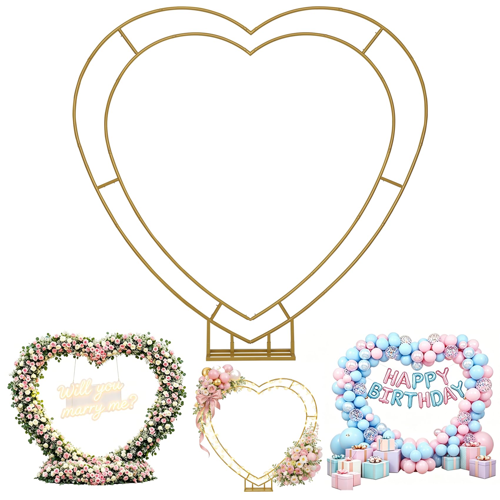 benut front view of double heart arch stand showing romantic focal point benefit