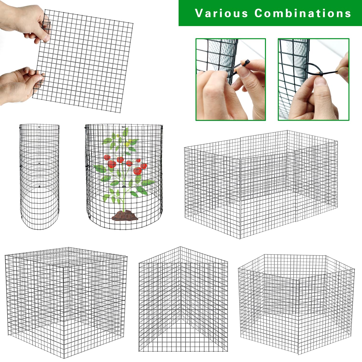 Benwanfee kit layout with U-shaped stakes and nylon ties demonstrating included hardware