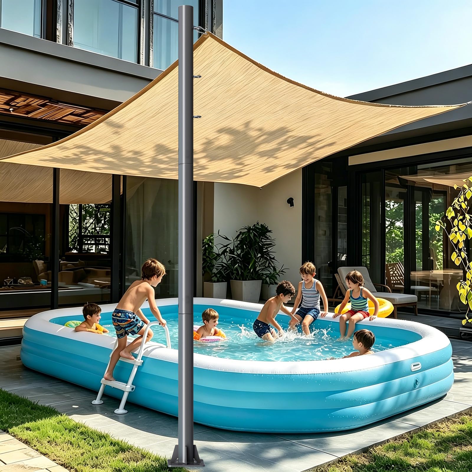 BeoYjVon pole sections extended showing adjustable 6.6 to 10ft height flexibility