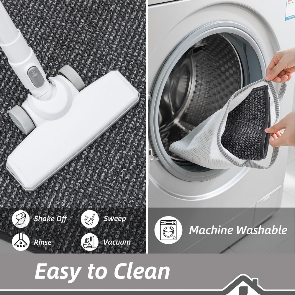 BEQHAUSE mat being rinsed or machine washed showing easy-clean benefit