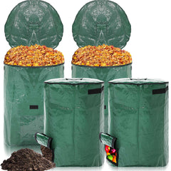 Berlune front view of four green yard waste bags showing capacity and tidy storage