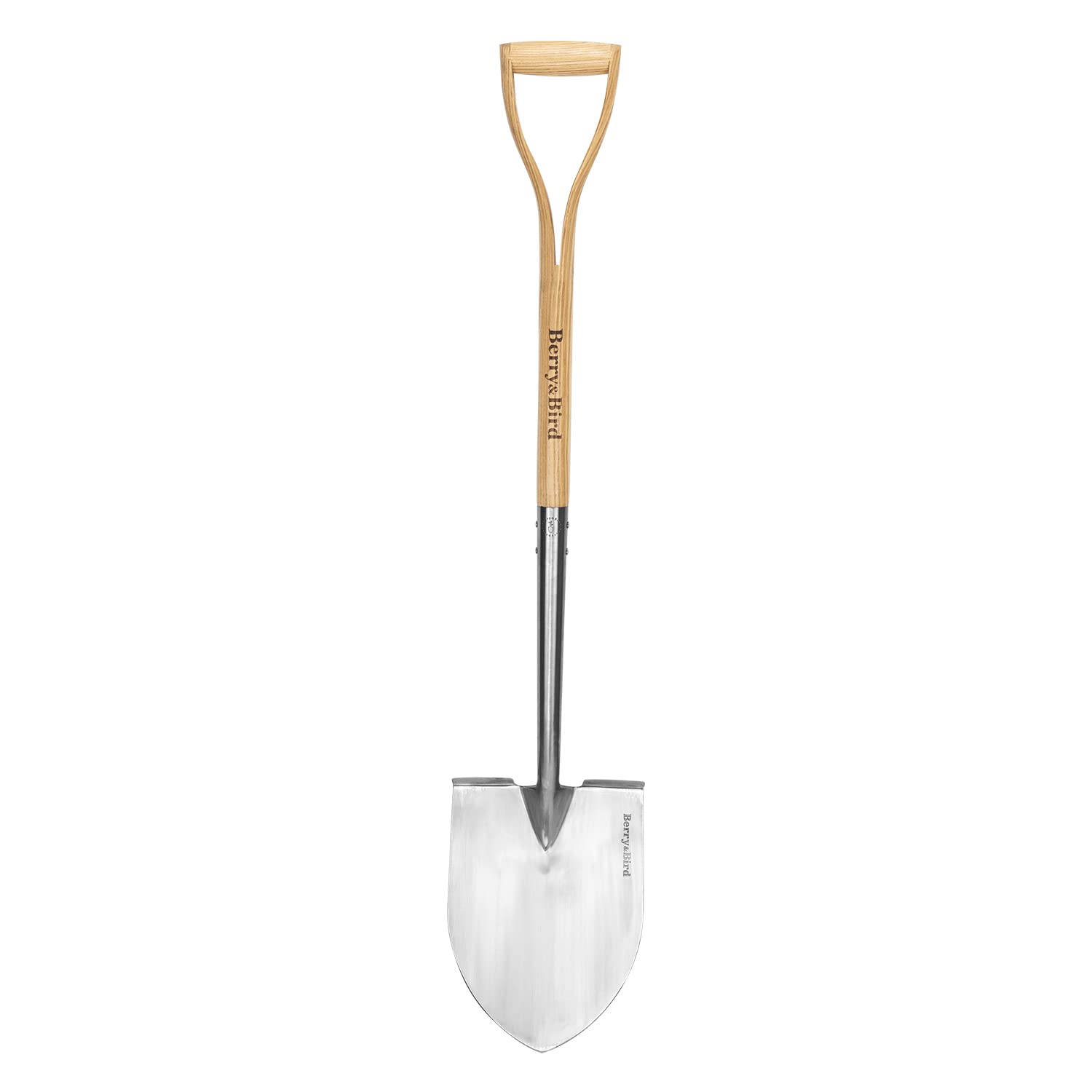 Berry&Bird front blade view showing sharp round point for efficient digging