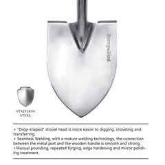 Berry&Bird ergonomic ash wood handle shaped to reduce wrist fatigue