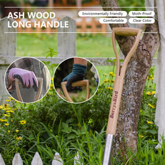 Berry&Bird shovel in use digging garden hole for planting with comfort