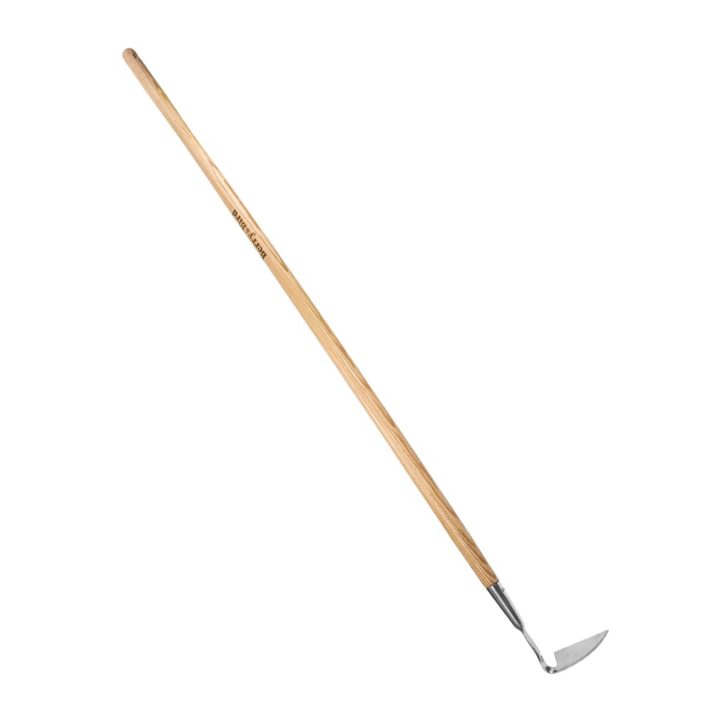 Berry&Bird front view of full 58-inch sickle hoe showing reach and balance