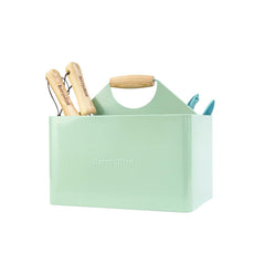 Berry&Bird front view of metal garden caddy showing neat organization and portability